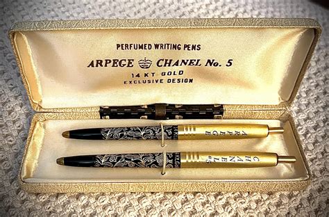 chanel no 5 arpege 14k gold accented pen set|arpege Chanel no 5 reviews.